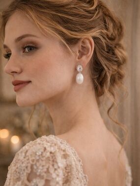 White Oval Stud Earrings